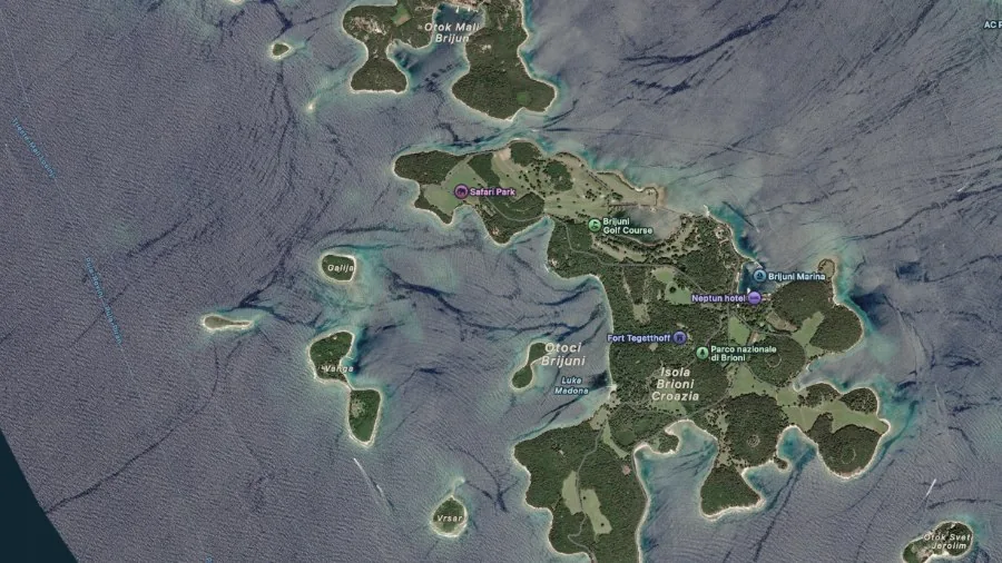 Veduta aerea dell'arcipelago di Brioni